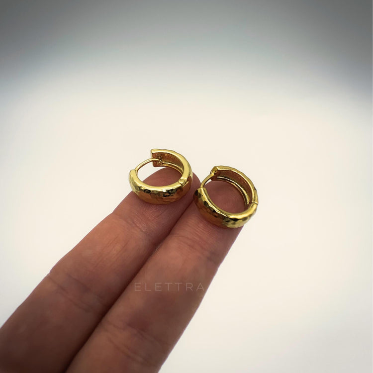 Hammered Gold Huggie Earrings