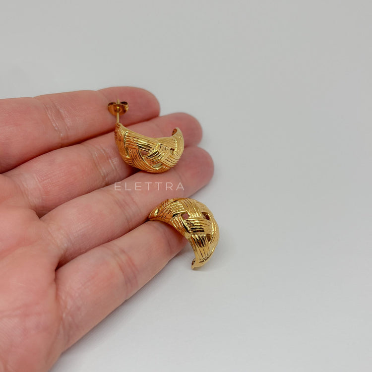 Woven Gold C-Shape Earrings