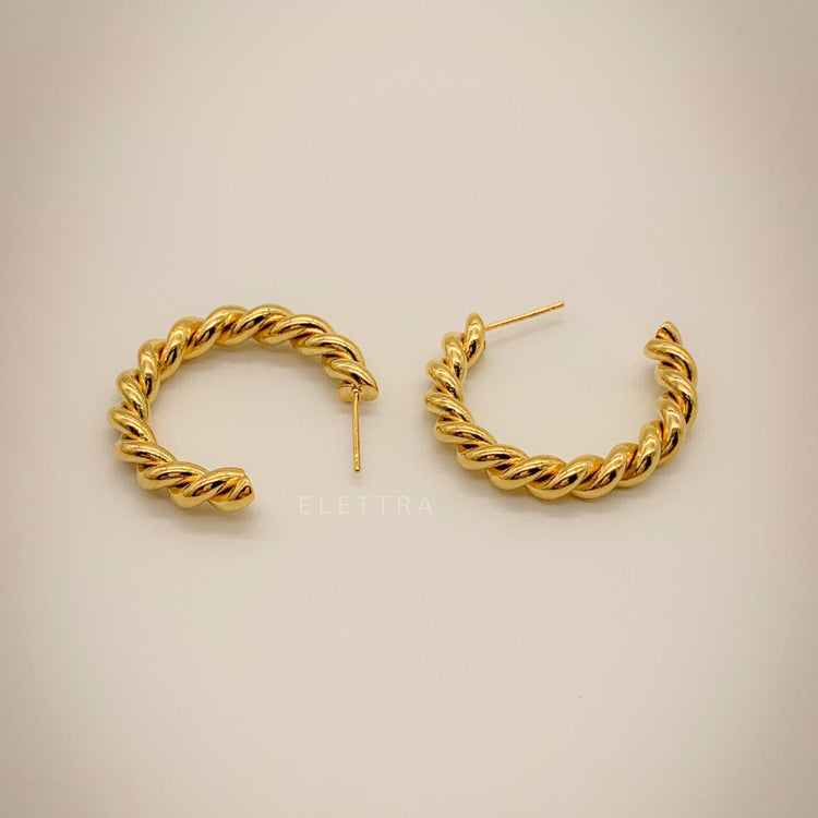 Twisted Gold Hoop Earrings