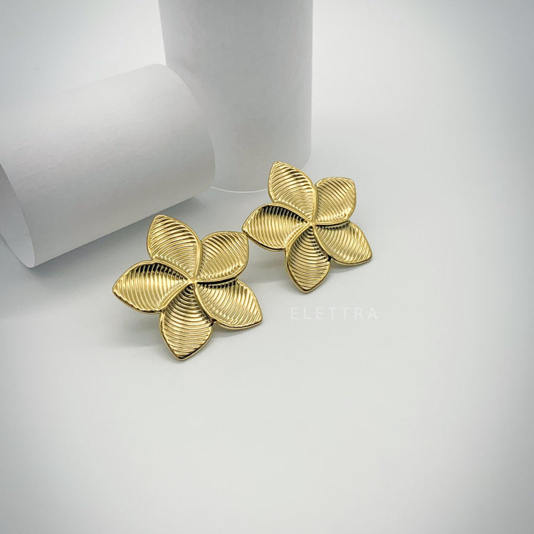 Chunky Gold Flower Stud Earrings