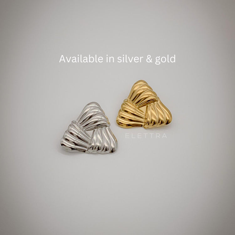 Gold Triangle Chunky Stud Earrings
