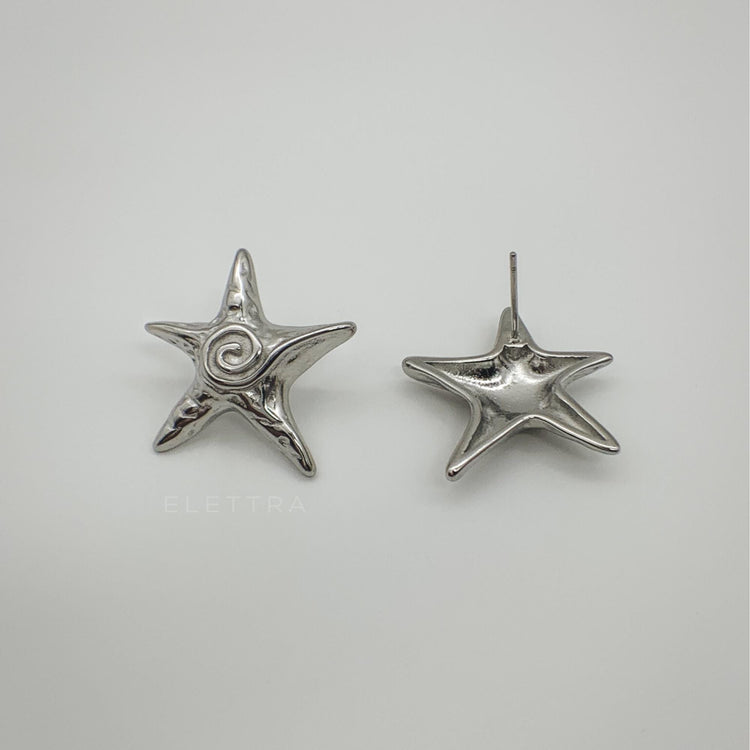 Chunky Silver Starfish Stud Earrings