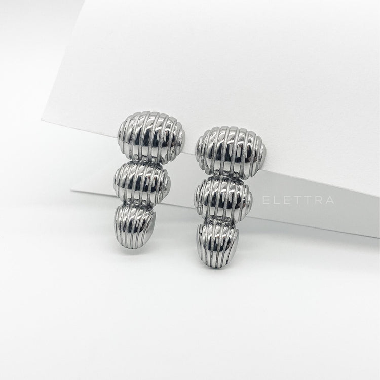 Chunky Silver Drop Stud Earrings