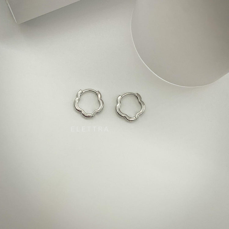 Mini Silver Wave Huggie Earrings