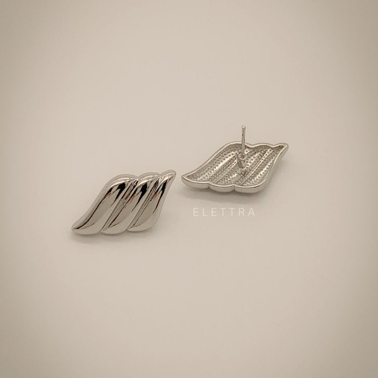 Silver Wave Stud Earrings
