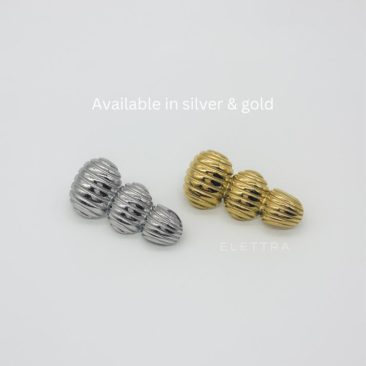 Chunky Silver Drop Stud Earrings