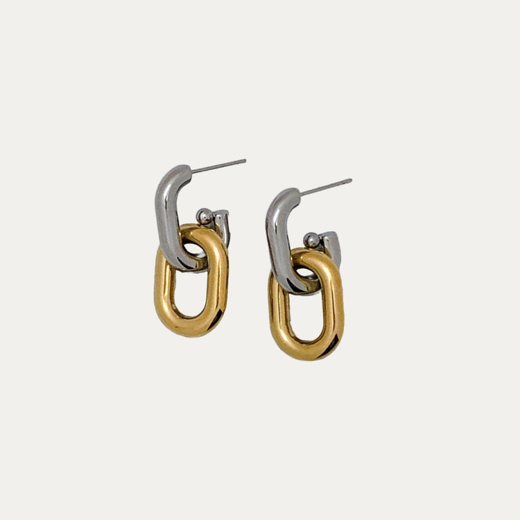 Dual-Tone C-Shape Earrings