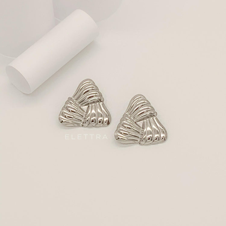 Silver Triangle Chunky Stud Earrings